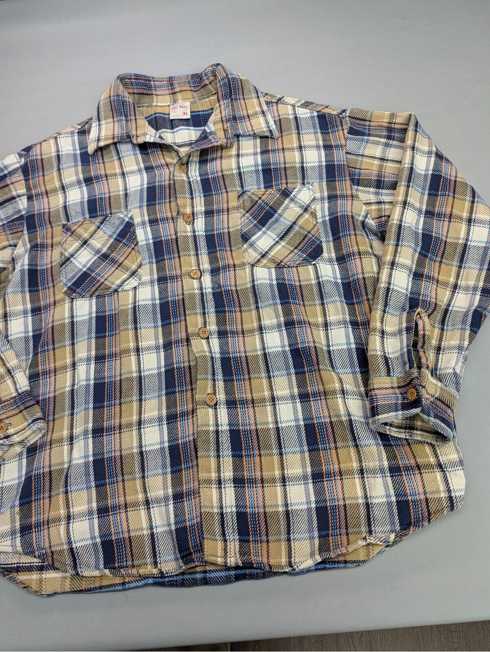 Vintage Big Mac JCPenney Plaid Flannel Work Shirt Mens XL